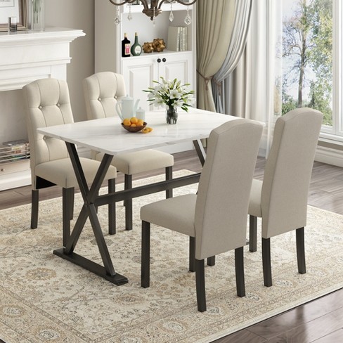 Devoe Faux Marble Top And Metal Base Dining Table White/gold - Inspire Q :  Target