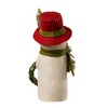 Bethany Lowe 6.5 Inch Snowman With Wreath Christmas Felt Hat Snowman Figurines - 3 of 3