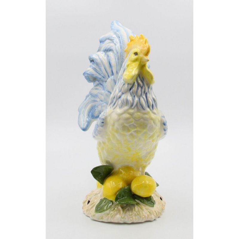 Kevins Gift Shoppe Ceramic Lemon Blue and Yellow Rooster Statue, 3 of 6
