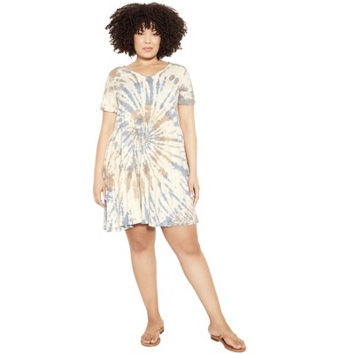 Avenue Women's Plus Size Tiered Tie Dye Dress