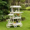 White Wood Decor Display Rack Mobile Food Cart with Wheels 3 Tier for Display, Wood Wagon with Shelves for Food and More - 3 of 4