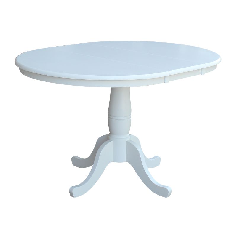 36" Kyle Round Top Pedestal Table with 12" Drop Leaf White - International Concepts, 1 of 9