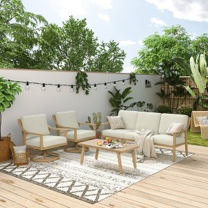 HAPPATIO 4-Piece Outdoor Patio Furniture Set , Aluminum Outdoor Conversation Set Perfect for Porch, Deck, Garden - 1 of 4