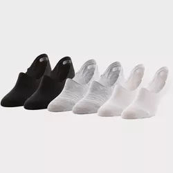 Peds Women's Extended Size Mesh Striped 6pk Sport Cut Liner Socks - White/Black/Gray 8-12