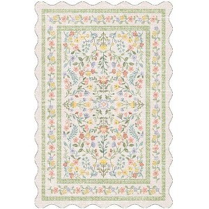 Acekool Washable Area Rug Non Slip Low Pile Boho Floral Accent Carpet for Bedroom, Bedside, Kitchen, Entryway, Kids Room, Office - 1 of 4