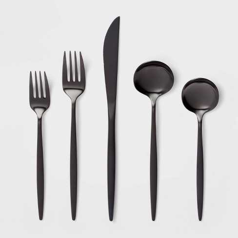 Modern Flatware Sets | Flatware Set for Four | Year & Day Matte Black