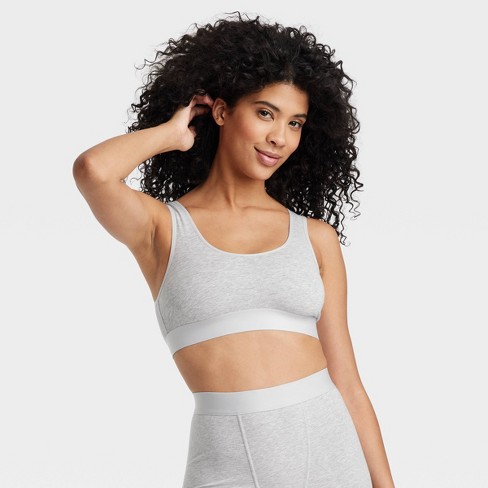 Women's Cotton Stretch Unlined Scoop Bralette - Auden™ Gray L : Target