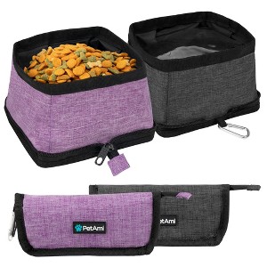 PetAmi Collapsible Dog Bowls 2 Pack, Food and Water Travel Set, Portable Pet Dish No Spill, Foldable Lightweight BPA Free Leakproof - 1 of 4