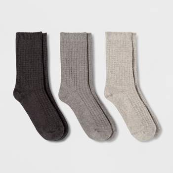 Women's Chunky Turn Cuff 3pk Crew Socks - Universal Thread™ Black
