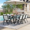 7 PCS Aluminum Patio Dining Set, Outdoor Furniture Set with 6 Stackable Aluminum Dining Chairs and Aluminum Square Table, Black - 4 of 4