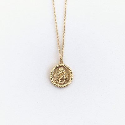 Sanctuary Project Saint Christopher Medallion Coin Necklace Gold