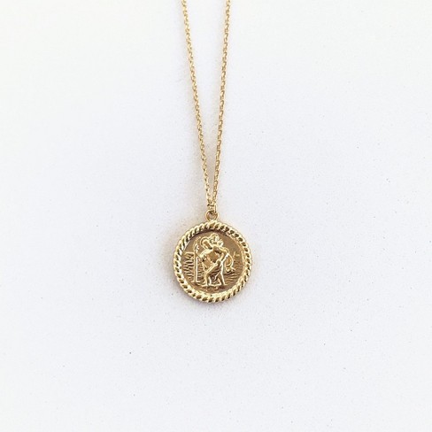 Sanctuaire Saint Christopher Medallion Coin Necklace Gold : Target