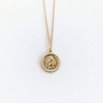 sanctuaire Saint Christopher Medallion Coin Necklace Gold
