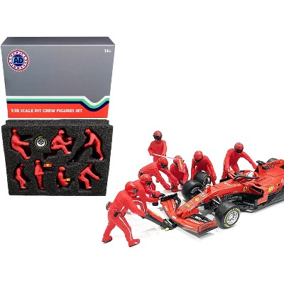 Formula One F1 Pit Crew 7 Figurine Set Team Red for 1/18 Scale Models by American Diorama