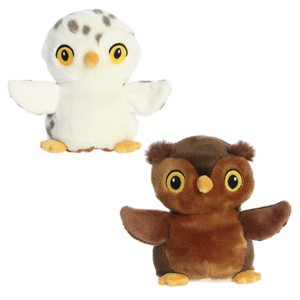 Aurora Small Reversible Eco Pairs: Snowy Owl and Barn Owl Eco Nation Eco-Friendly Stuffed Animal Brown 6.5" - 1 of 4