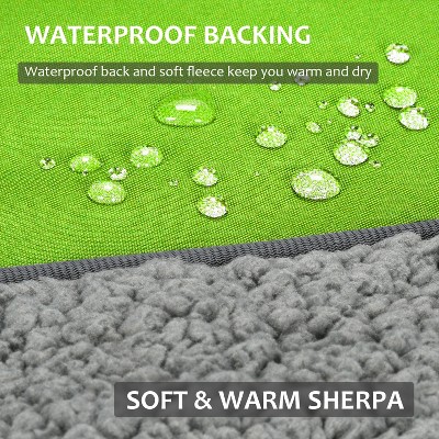 Tirrinia Large Gray and Green Sherpa Fleece Waterproof Camping Blanket