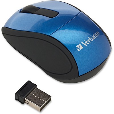 Verbatim Wireless Mini Travel Optical Mouse - Blue - Radio Frequency - USB - 1600 dpi - Scroll Wheel