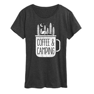 Women's - Instant Message - Coffee And Camping Short Sleeve Graphic T-Shirt - 1 of 4