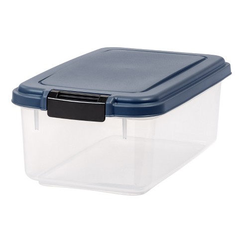 IRIS USA 33qt/25lbs Airtight Pet Food Container With Casters, Navy