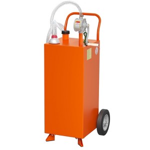 30 Gallon Fuel Caddy,Fuel Storage Tank with Manual Transfer Pump,Gasoline Diesel Fuel Container for Cars, Lawn Mowers, ATVs, Boats, More, Orange - 1 of 4