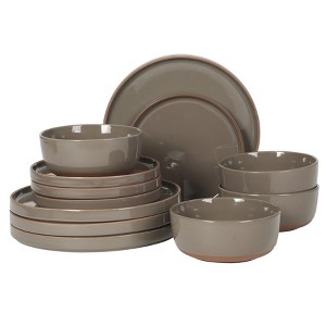 Gibson Elite Northrock Stoneware Dinnerware Set, 16-Piece Service for 4 - Hand-Painted Terracotta Base - 1 of 4