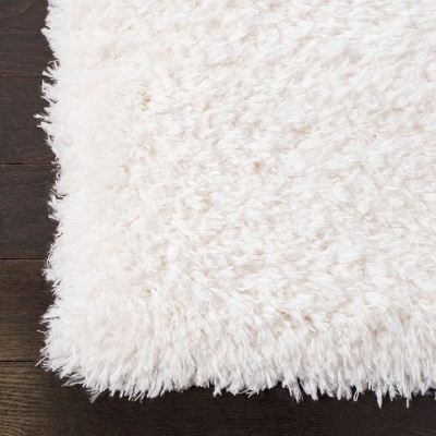 Ivory Tufted Square Shag Rug with Easy Care