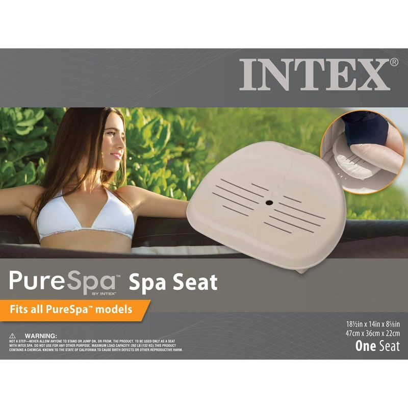 Intex 28502E PureSpa Non-Slip Removable Contoured Seat for Inflatable Hot Tub Spa Accessory with Adjustable Heights, Tan, (2 Pack), 5 of 7