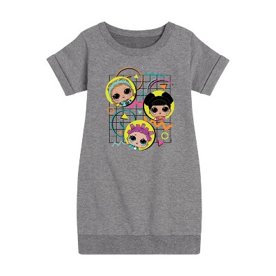 - LOL Surprise! - Retro Style Graphic Short Sleeve Fleece Dress