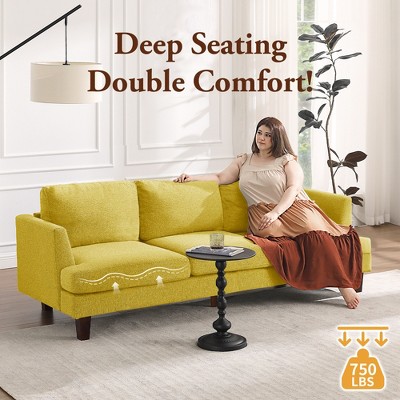 Gerrico 89" 3 Seater Sofa Couch with Deep Seats, Upholstered Sofa with Armrests, Comfy Couches for Living Room, Apartment and Office