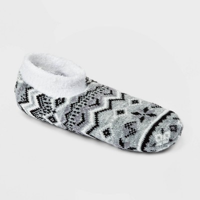 Women's Geo Double Lined Cozy Booties with Grippers - A New Day™ Heather Gray 4-10