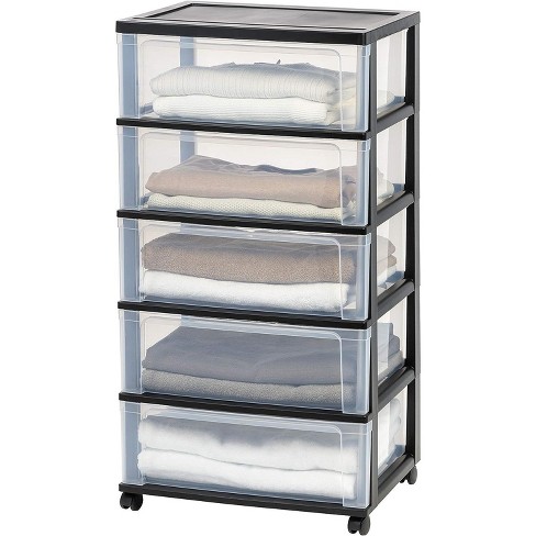 IRIS 2pk Wide 3 Drawer Plastic Storage Chests