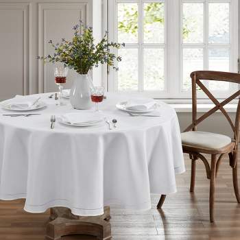 Alison Eyelet Punched Border Fabric Tablecloth - Elrene Home Fashions
