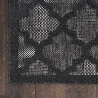 Charcoal Black Moroccan Trellis 7' x 10' Flatweave Area Rug