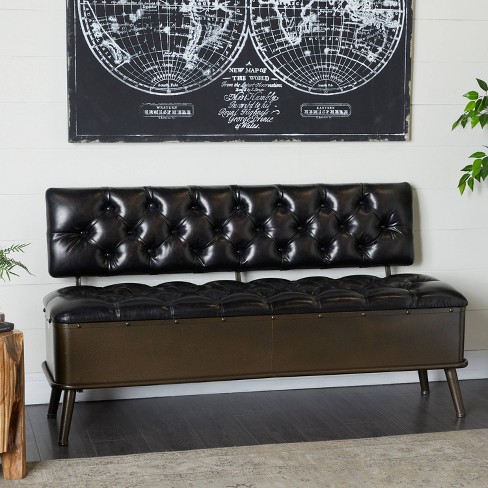 Target faux deals leather bench