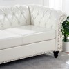 VYNXARIA 84.65 inch Rolled Arm Chesterfield 3 Seater Sofa,White + PU - 4 of 4