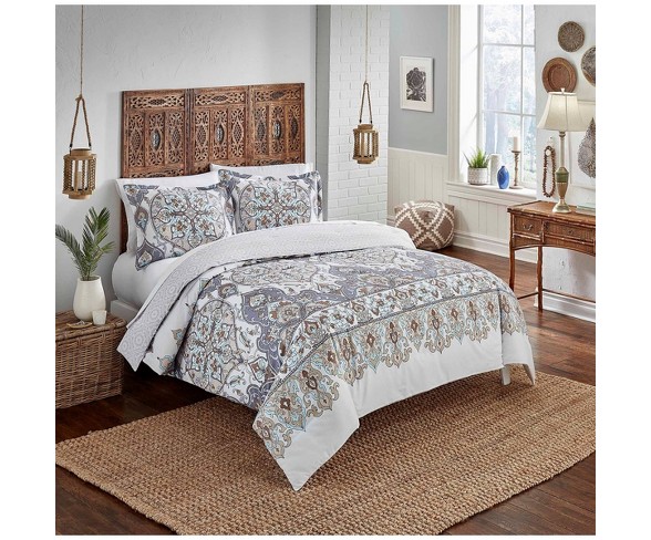 Boho Boutique King 3pc Rozella Reversible Comforter & Sham Set Blue