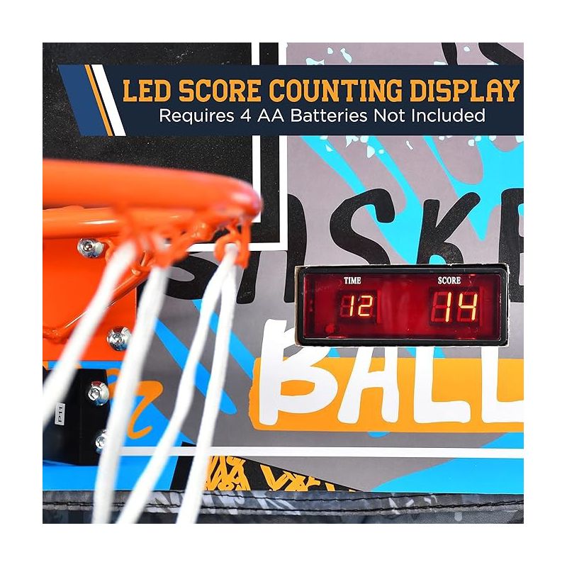 SereneLife Single Hoop Basketball Shootout Indoor Home Arcade Room Game with Electronic LED Digital Basket Ball Shot Scoreboard, 4 of 7