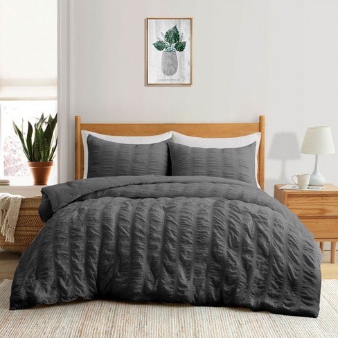 Home Collection Premium Ultra Soft 3 Piece Pinch Pleat Duvet Cover Set, Full/Queen - Gray