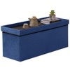 Itopfox Folding Storage Ottoman Bench, Velvet Ottoman with Storage for Living Room, Long Shoes Bench, Flannelette Footrest Benches Seat in Blue - 4 of 4