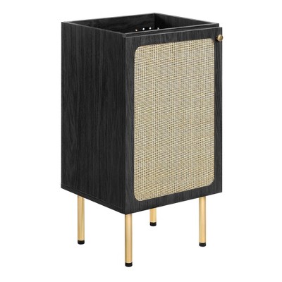 Chaucer 18" Black Wood and Rattan Bathroom Vanity with Ceramic Basin