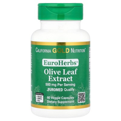 Olive Leaf Extract 500 mg, 18% Oleuropein, Processed in Spain, 3rd Party Tested European Quality, 60 Veggie Capsules, California Gold Nutrition