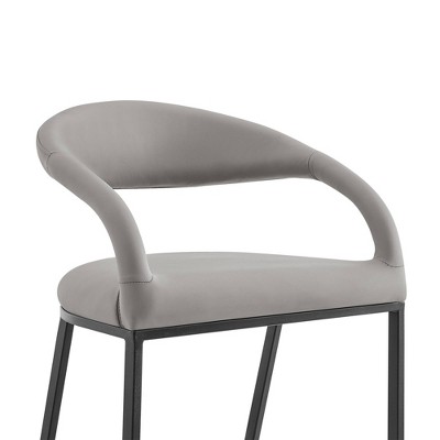 Ramona 26" Light Gray Faux Leather and Iron Counter Stool