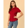 INSPIRE CHIC Women's Sweet Ruffle Trim Peter Pan Collar Button-Down Shirt - 4 of 4