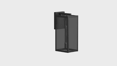 Black Iron Rectangular Outdoor Wall Lantern Sconce with Clear Glass