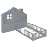 CAVINAS Twin/Full Size House Bed Frame with Bedside Drawers & Shelves,Platform Floor Bed for Kids Room,Bedroom - 3 of 4
