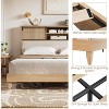 Coucheta Rattan Bed Frame with Shelves, Boho Bed Frame with Shelf Headboard Sliding Door, Wood Foundation with Silent Slats, No Box Spring Needed - 4 of 4