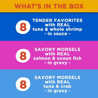 Meow Mix Seafood Selections Wet Cat Food with Shrimp, Salmon, Crab &#38; Tuna Flavor - 2.75oz/24ct Variety Pack