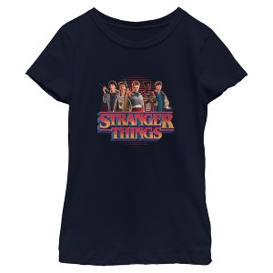 Girls Stranger Things Retro Friend Group Main Logo T Shirt - 1 of 4
