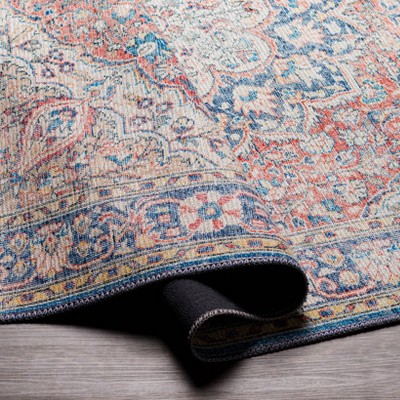 Colin Blue Medallion Chenille 2'7"x10' Machine Washable Runner Rug
