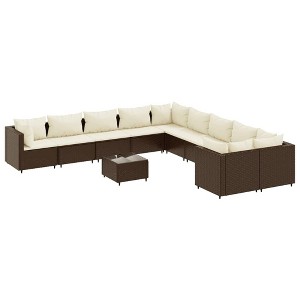 vidaXL Patio Sofa Set Set of 10 Brown PE rattan Adjustable Feet - 1 of 4